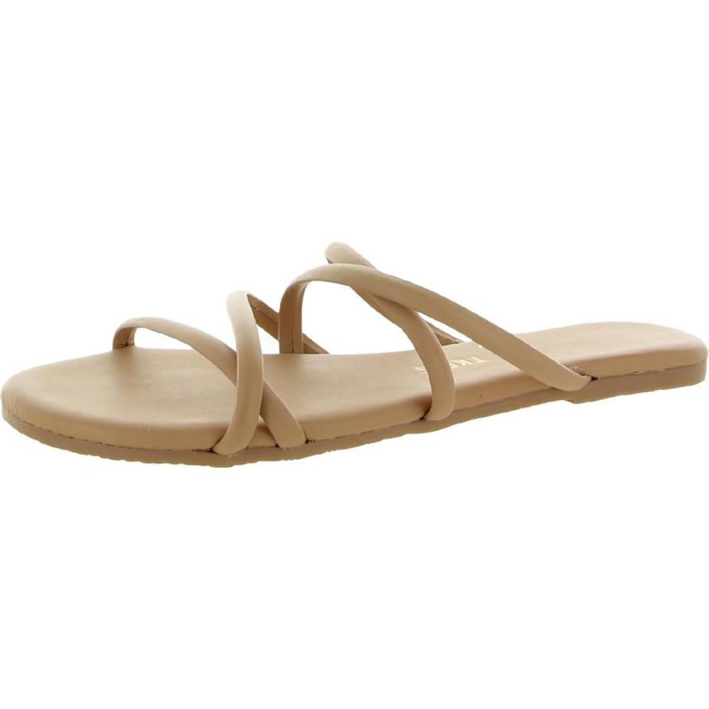 Tkees Womens Sloane Beige Leather Slip On Casual Slide Sandals Shoes NWT